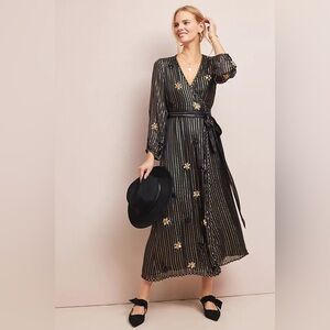 MISA Los Angeles Striped Floral Long Dress